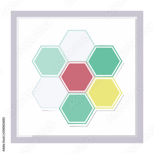 Colorful Hexagon Cluster in Flat Design Style
