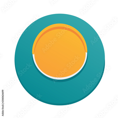 Flat design button icon with teal and orange colors