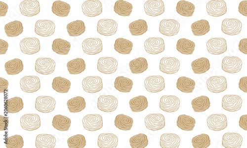 Doodle Kouign Amann Pattern Hand Drawn Pastry Vector.Kouign Amann Background Spiral Pastry Illustration