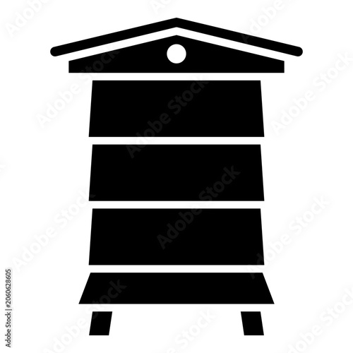 Wooden beehive apiary, bee house glyph solid icon
