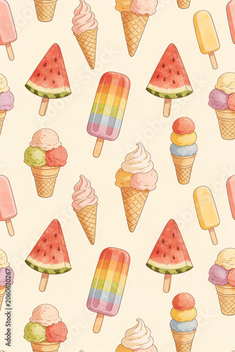 ice cream seamless pattern