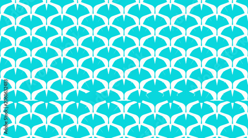 Teal and white pattern design.