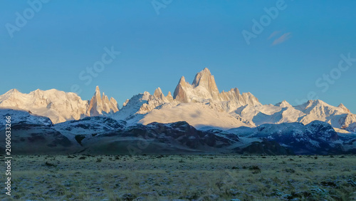an early autumn morning view of monte fitz roy from near el chalten in patagonian argentina