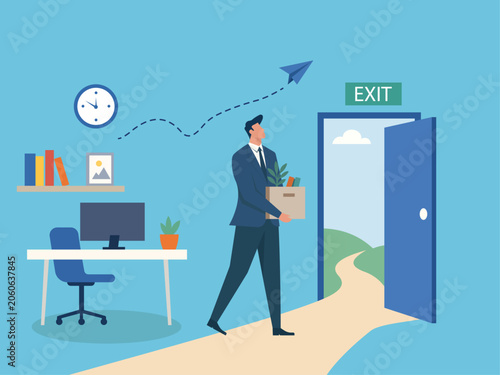 Businessman Resigning from Office: Career Change, Job Exit, Corporate Resignation, New Beginnings, Work Freedom