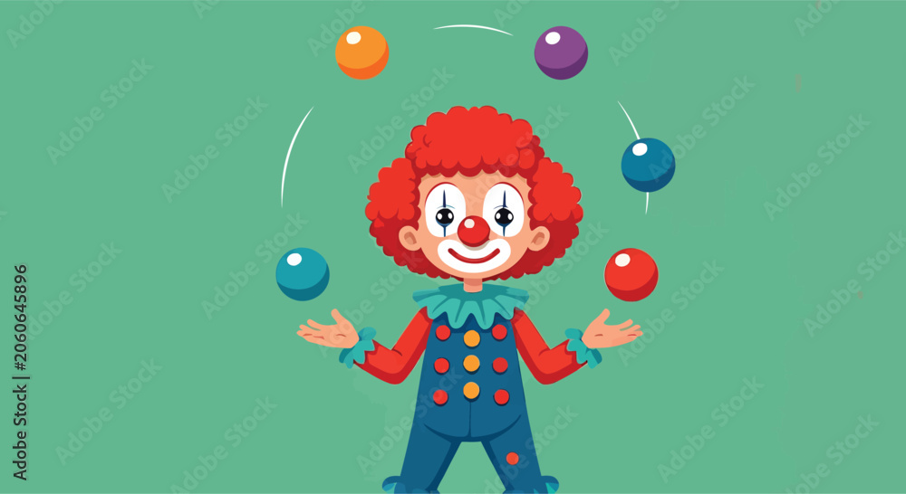 Fototapeta premium Smiling clown juggling colorful balls.