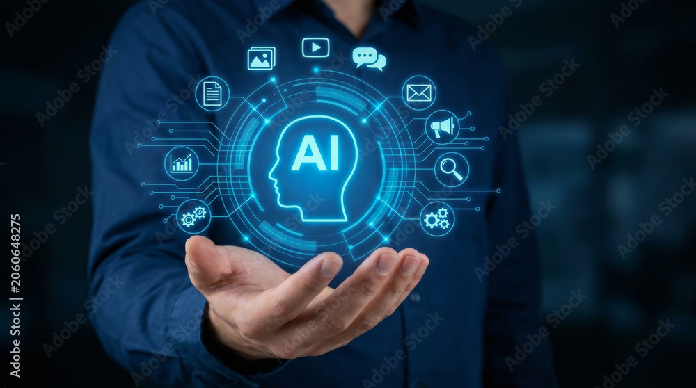 Fototapeta premium Ai agent workflow agentic concept hand gesture silhouette head profile. intelligence solution management. future innovation system, assistant network process, automation technology