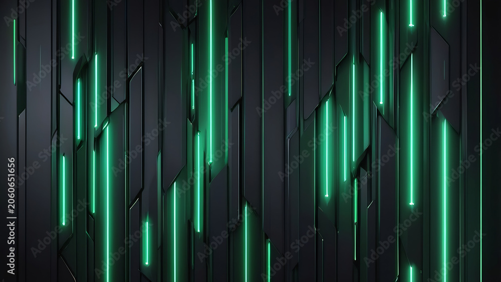 Fototapeta premium Cascading Sequence Of Dark Anthracite Metallic Panel Matrix