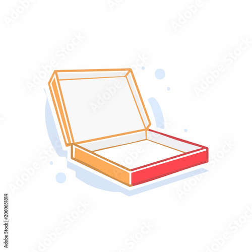 Open gift box with red and orange design
