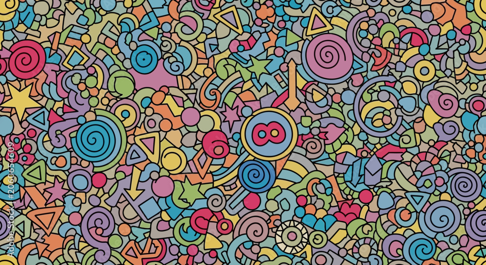Fototapeta premium Colorful Abstract Pattern of Shapes and Swirls