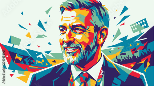Tableau sur toile Businessman with Beard and Suit Portrait.
