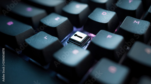 Close-up of a Computer Keyboard with a Lock Symbol Key