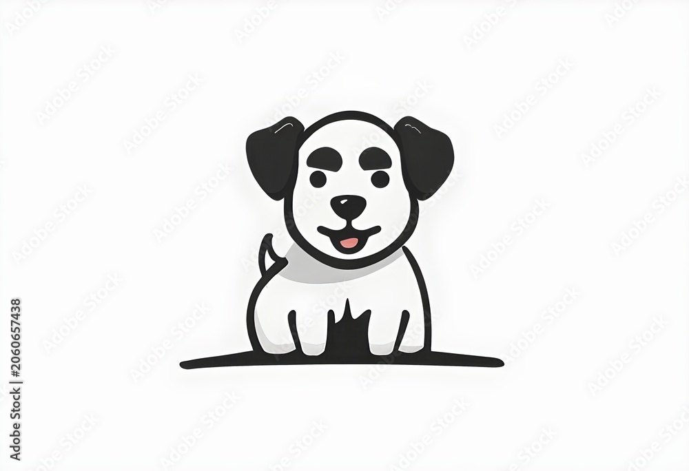 Fototapeta premium A simple cartoon dog with a white background, abstract illustration, AI generated