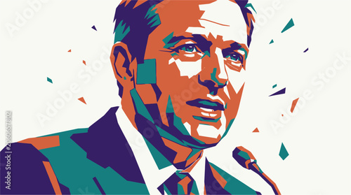 Businessman Speaking at a Microphone.
