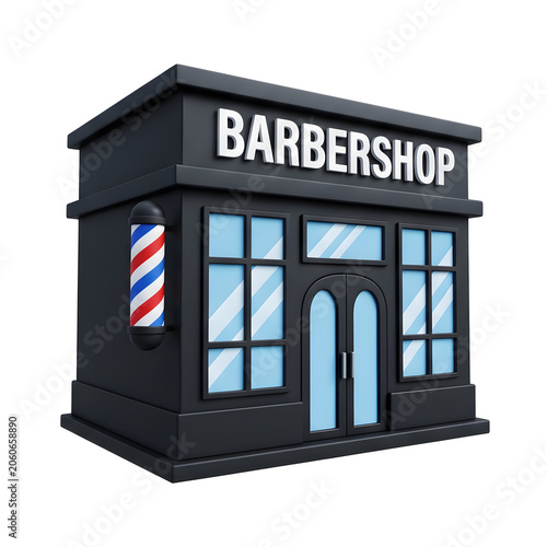 Cartoon Barbershop Building 3D Render