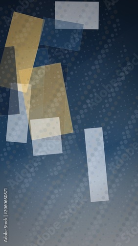 Abstract geometric shapes overlay on a blue dotted background
