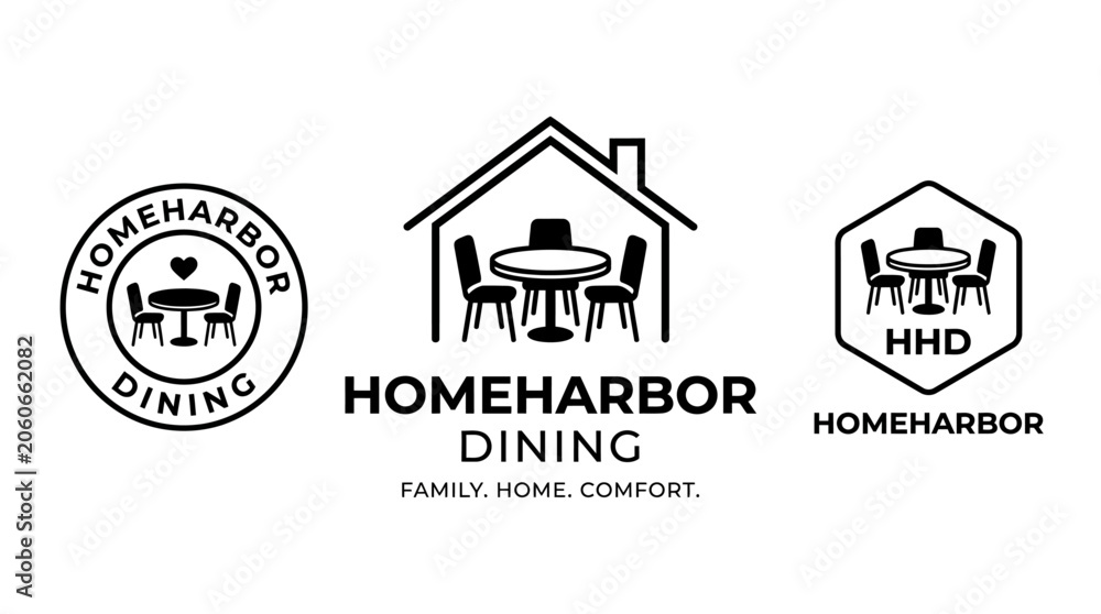 Fototapeta premium Homeharbor Dining Restaurant Logo Set.