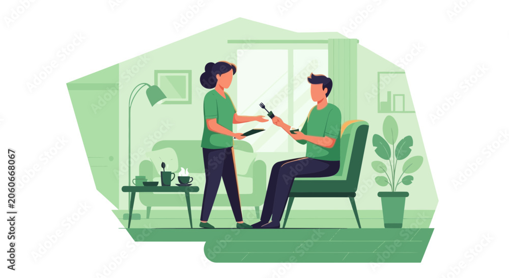 Fototapeta premium Interview, Podcast, Home Studio, Creator, Content - Illustration