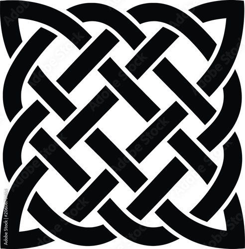 Interwoven Celtic Knot – Minimalist Black and White Vector