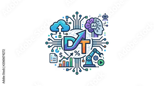 AI and Technology Concept Flat Design Vector