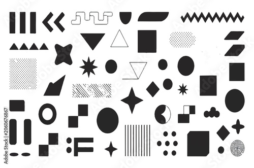 Geometric shapes arranged Untitled-12.eps on a white background