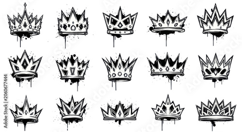 Bilde på lerret Collection of Graffiti Style Crown Illustrations.