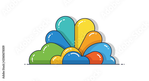Colorful Abstract Cloud Shapes Vector Illustration