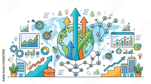 Global Business Growth Infographic Vector