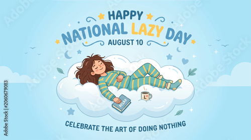 National Lazy Day, happy, illustration, cloud, sleeping, relaxation, August 10