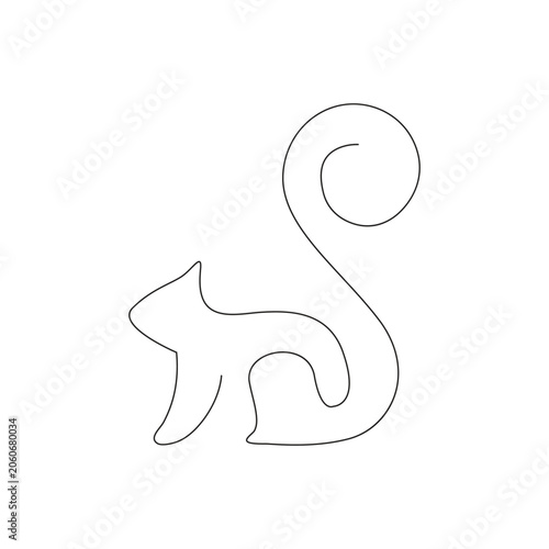Squirrel one line art vector illustration.