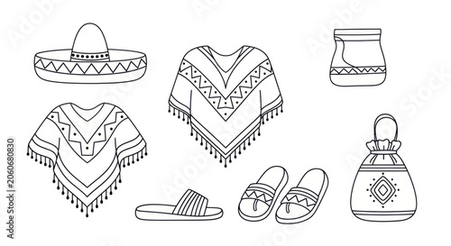 Fotografía Mexican Culture Traditional Clothing Accessories Collection.