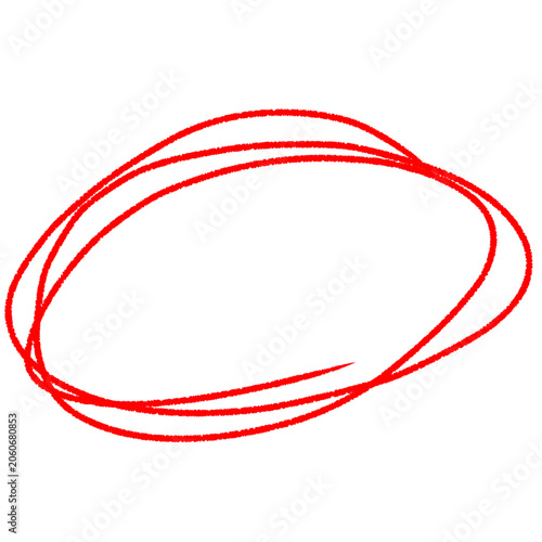 Red hand drawn marker oval circle scribble highlights underline abstract graphic element