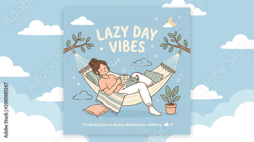 Relaxation, Lazy Day, Self-Care Vector Illustration, Calming Atmosphere, Cartoon Style
