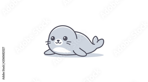 A cute cartoon baby seal illustration with a friendly expression.