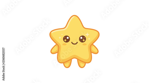 A cute yellow star character with a friendly smiling face and sparkling eyes.