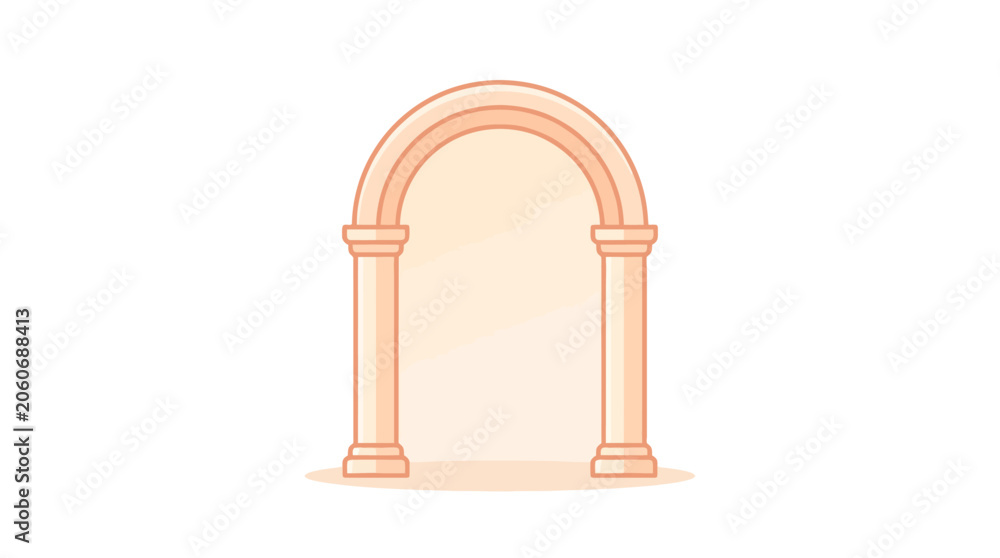 Fototapeta premium A minimalist illustration of a classic stone archway with two supporting pillars.