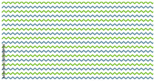Obraz na plátně Repeating chevron pattern showcasing alternating green and blue zigzag lines in a horizontal layout for aesthetic decor