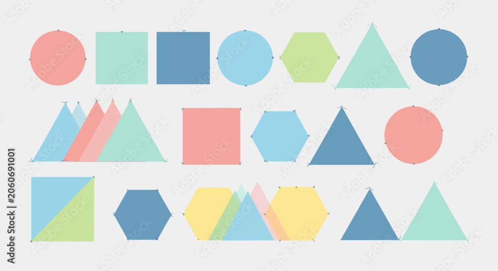 Obraz premium Abstract Geometric Shapes and Patterns in Pastel Colors