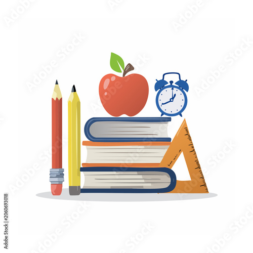 Flat design illustration of school supplies