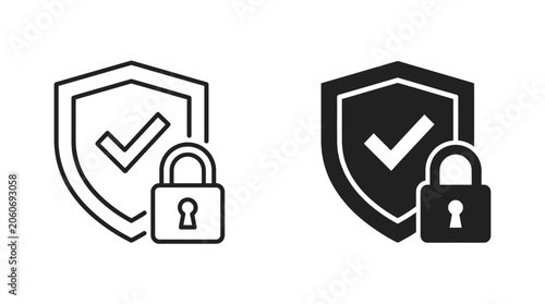 Obraz na plátne Security Icons Featuring Shields and Padlocks