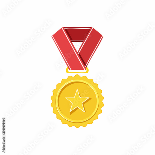 Gold Medal with Red Ribbon and Star