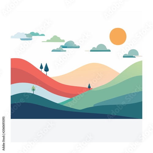 Hot air balloon over mountain landscape