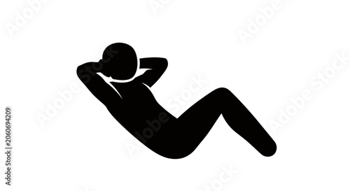 Silhouette of a Relaxed Reclining Person in a Restful Pose.