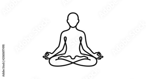 Photos A minimalist line art illustration of a person sitting in a meditative lotus position