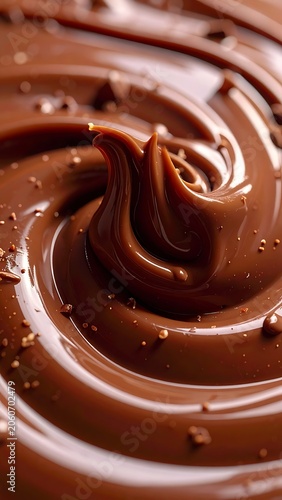 A swirl of melted chocolate with a smooth texture