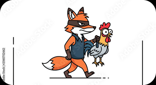 Sneaky Fox Thief Stealing a Chicken