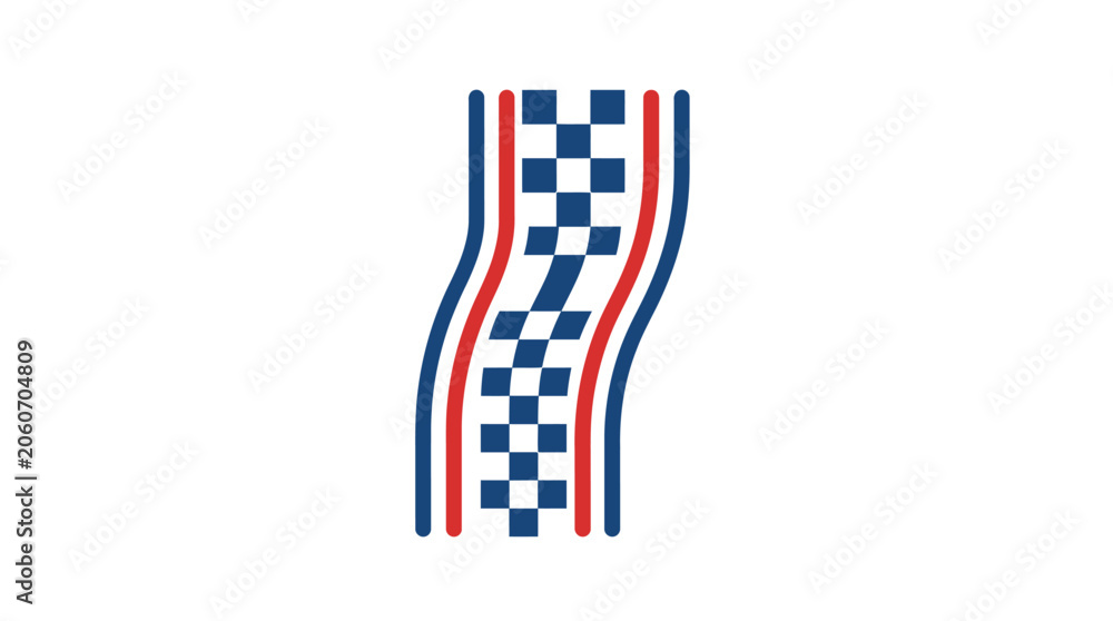 Obraz premium Abstract wavy racing track pattern with checkered details.
