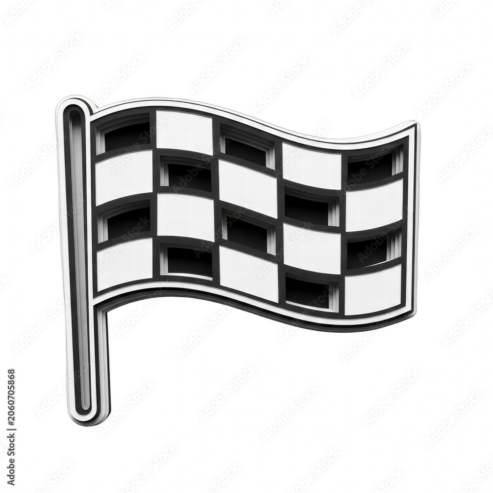 Fototapeta premium 3D checkered racing flag icon on black background
