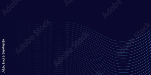 Dark blue background with wavy lines.  Modern wavy line pattern background. Blue background vector.