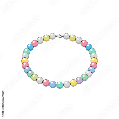 Pastel color bead necklace on black background
