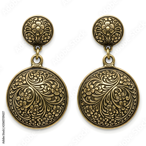 Green vintage pocket watch with ornate floral design